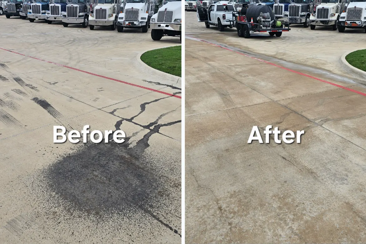 Heavy Grease & Oil Removed before and after